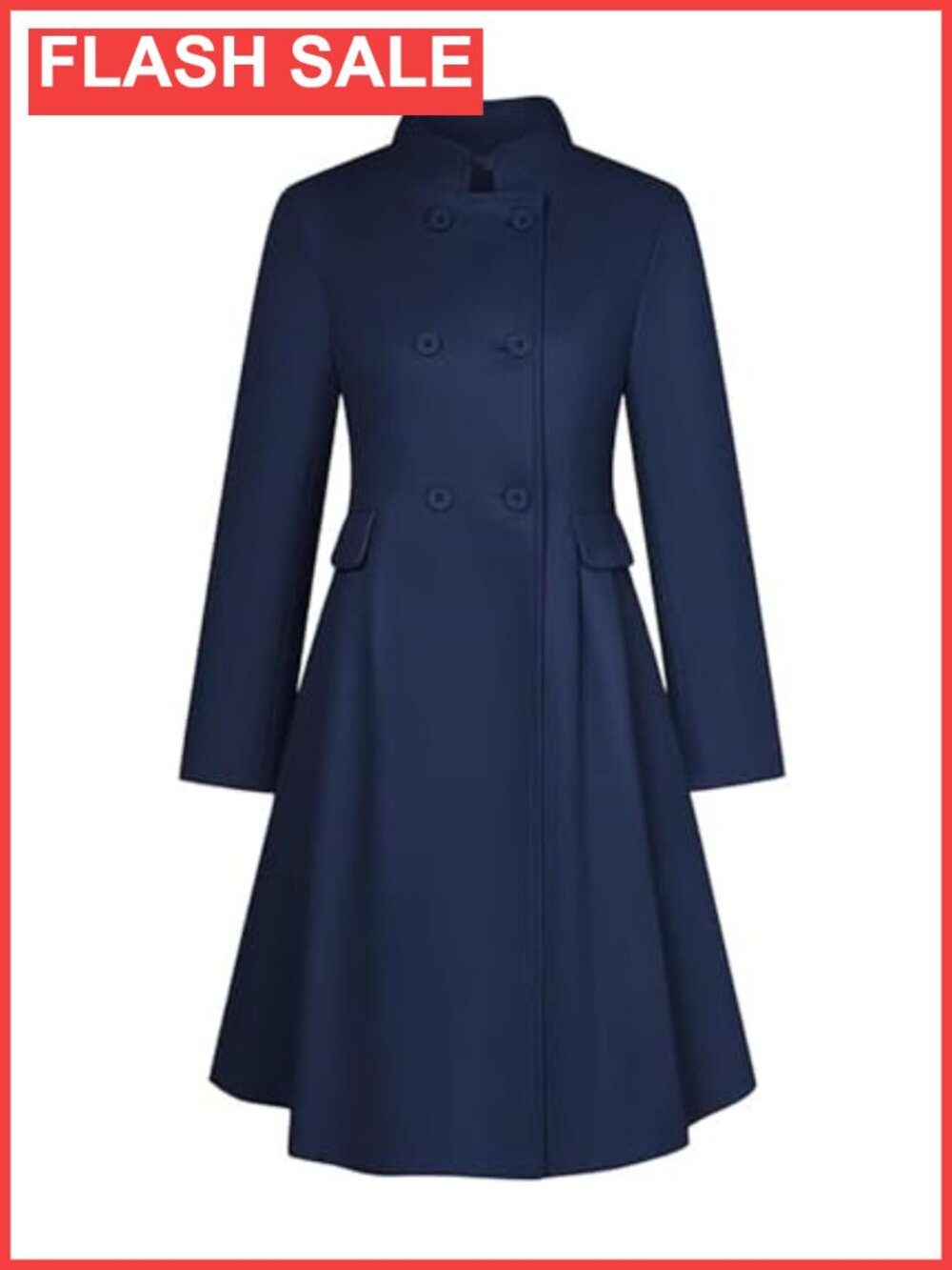 Women's Winter Wool Blend Swing Pea Coat Double Breasted A Line Trench
